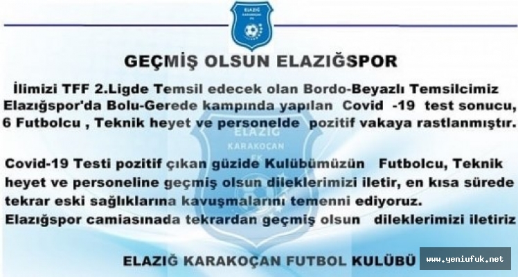 Karakoçan FK’dan, Elazığspor’a Geçmiş Olsun Mesajı!