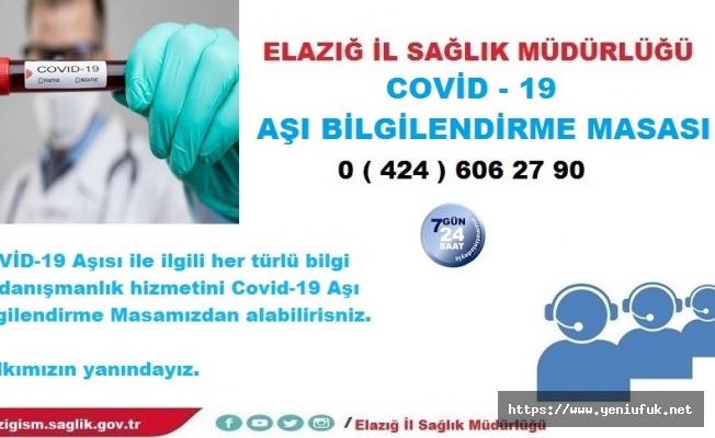 Elazığ'da Covid-19 Aşı Bilgilendirme Masası Kurdu
