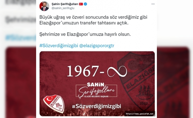 Elazığspor Transfer Tahtası Açıldı