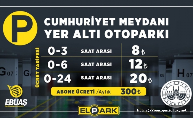 Cumhuriyet Meydanı Yer Altı Otoparkı Ücret Tarifesi Belli Oldu