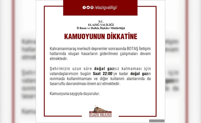 Elazığ Valiliği'nden Önemli Uyarı!