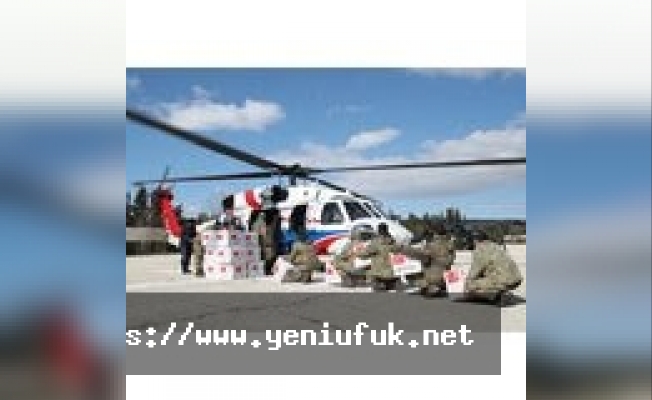 Türk Kızılay, kırsal kesimlere helikopterlerle yardım ulaştırıyor