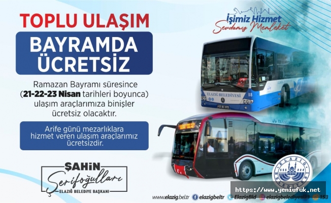 Bayramda Ücretsiz Ulaşım Hizmeti