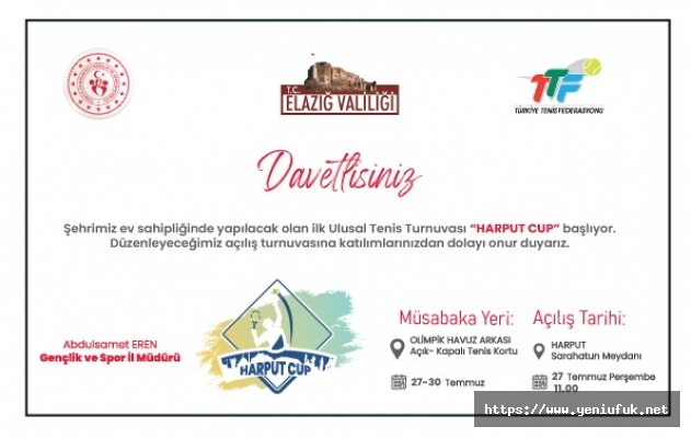 Harput Cup Tenis Turnuvası Başlıyor