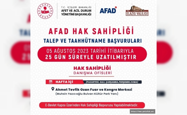 Hak Sahipliği Başvuruları 25 Gün Uzatıldı