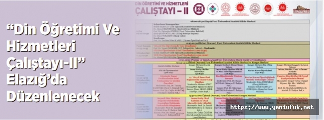 “Din Öğretimi Ve Hizmetleri Çalıştayı-II” Elazığ’da Düzenlenecek