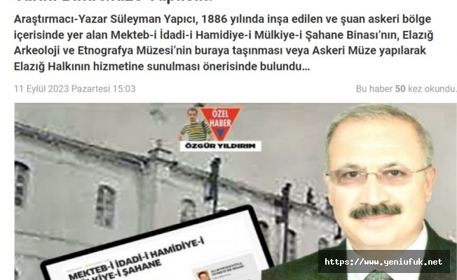 Süleyman Yapıcı Önerdi;  Tarihi Bina Müze Olacak