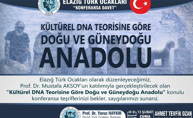 Elazığ Türk Ocağı “Kültürel DNA Teorisine Göre Doğu Ve Güneydoğu Anadolu” Konulu Konferans Düzenleyecek