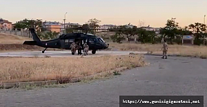 YAYLADA RAHATSIZLAN KADIN YOLDA KALINCA HELİKOPTER İLE HASTANEYE KALDIRILDI