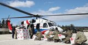 Türk Kızılay, kırsal kesimlere helikopterlerle yardım ulaştırıyor